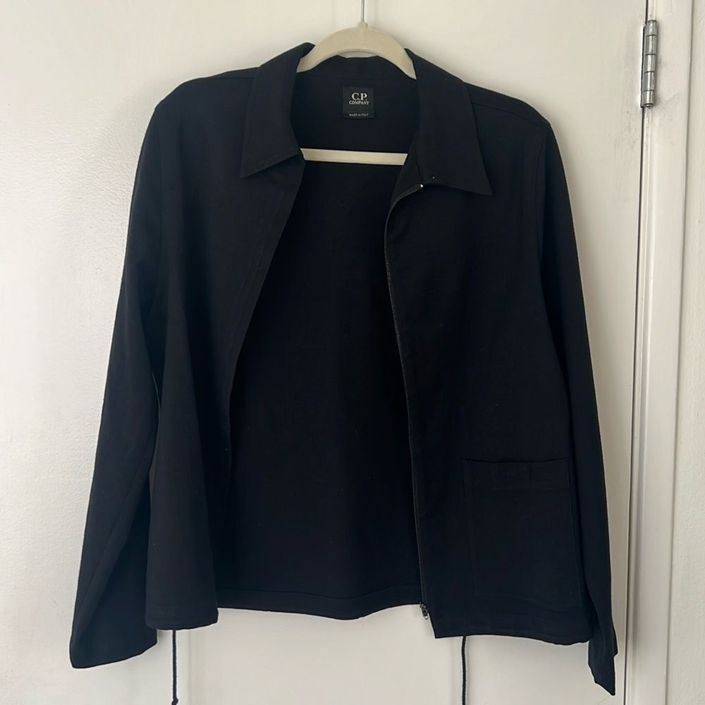 Italian Black Wool Chore / Shirt Jacket with Zip